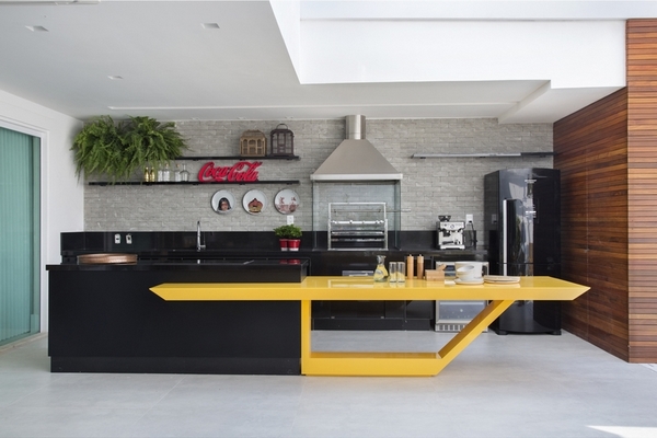 Projeto Leila Dionizio - Blue house projetos de arquitetura em área externa com cozinha