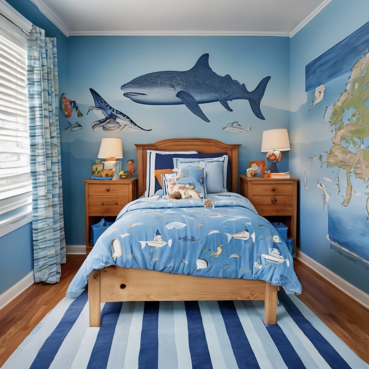 Decoração de quarto de menino com tom azul