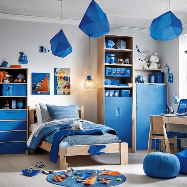 Decoração de quarto de menino com tom azul
